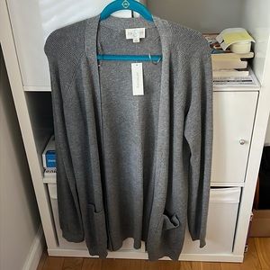 Long Gray Knit Cardigan with Pockets, size L, soft and flowy, Francesca’s NWT
